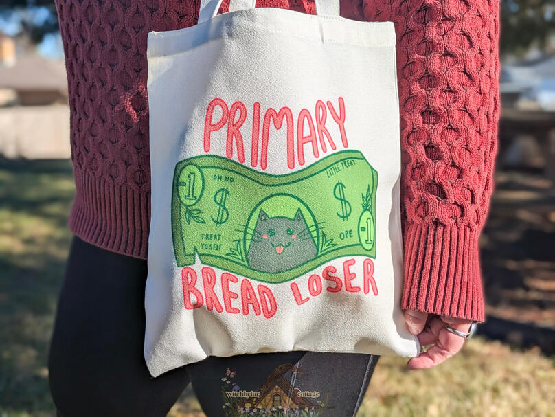primary bread loser tote bag by cas
