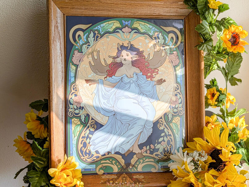 art nouveau deer girl by katu